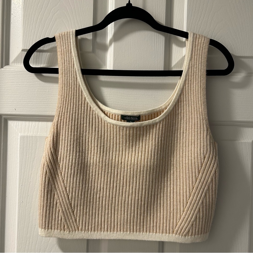 Wild Fable Ribbed Crop Tank Top in Cream